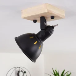 Lampes Dorées-hofstein Plafonnier Tina Bois foncé, Noir, 1 lumière