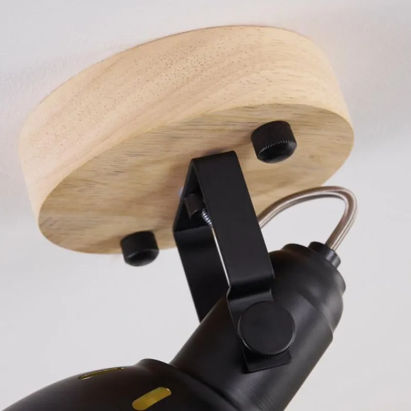 Lampes Dorées-hofstein Plafonnier Tina Bois foncé, Noir, 1 lumière