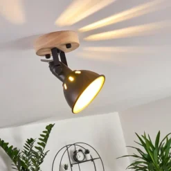 Lampes Dorées-hofstein Plafonnier Tina Bois foncé, Noir, 1 lumière