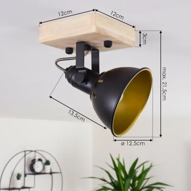 Lampes Dorées-hofstein Plafonnier Tina Bois foncé, Noir, 1 lumière