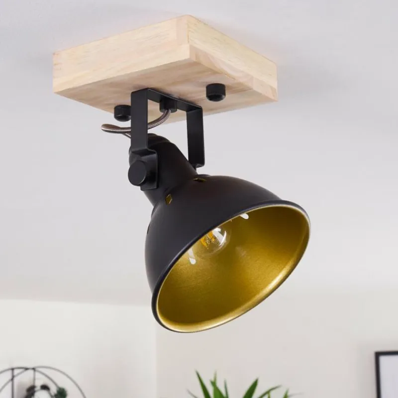 Lampes Dorées-hofstein Plafonnier Tina Bois foncé, Noir, 1 lumière