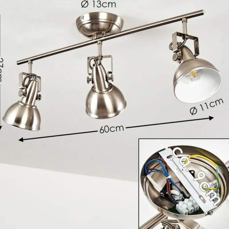 Lampes Industrielles-hofstein Plafonnier Tina Nickel mat, 3 lumières
