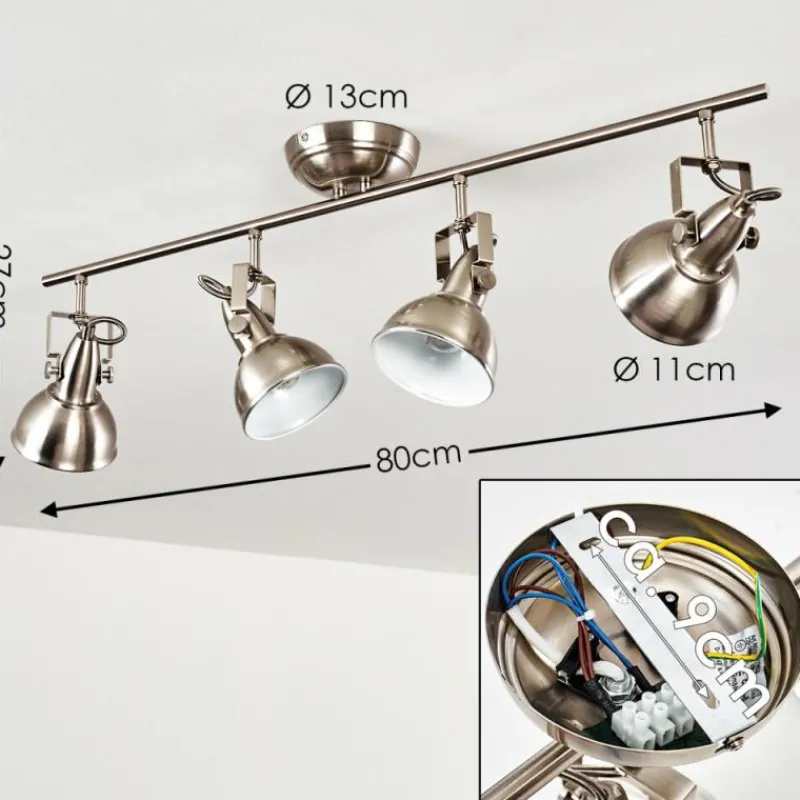 Lampes Industrielles-hofstein Plafonnier Tina Nickel mat, 4 lumières