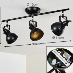 Lampes Industrielles-hofstein Plafonnier Tina Noir, 3 lumières