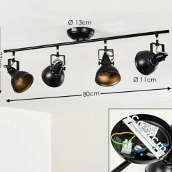 Lampes Dorées-hofstein Plafonnier Tina Noir, 4 lumières