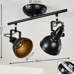 Lampes Dorées-hofstein Plafonnier Tina Noir, 2 lumières