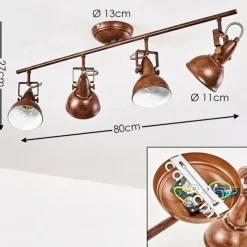 Lampes Industrielles-hofstein Plafonnier Tina Rouille, 4 lumières