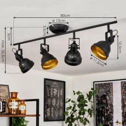 Lampes Dorées-hofstein Plafonnier Tita Noir, 4 lumières