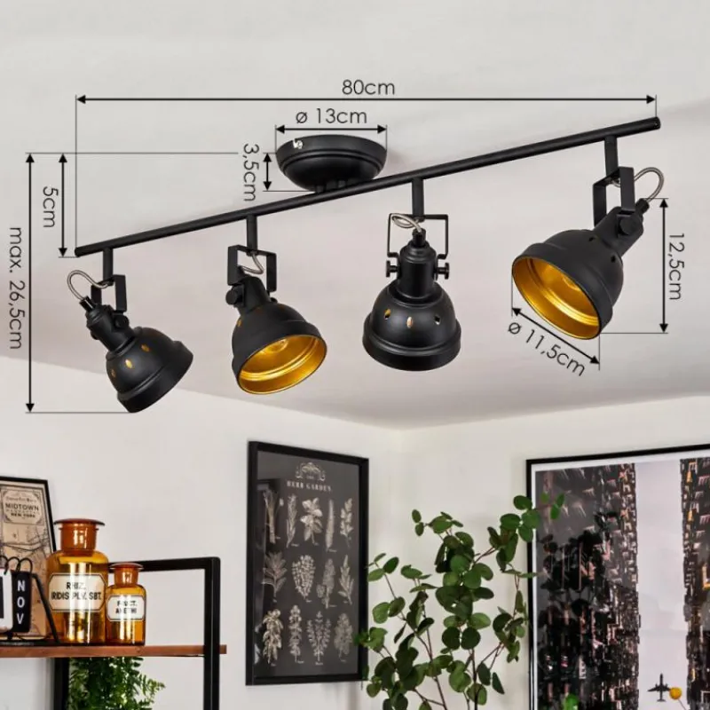 Lampes Dorées-hofstein Plafonnier Tita Noir, 4 lumières