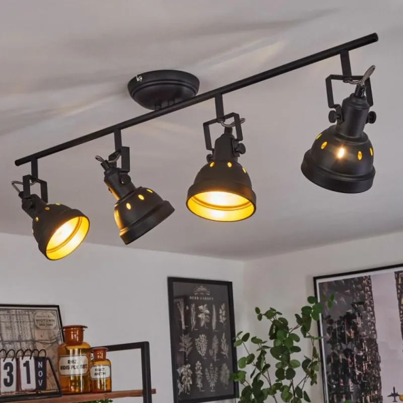 Lampes Dorées-hofstein Plafonnier Tita Noir, 4 lumières