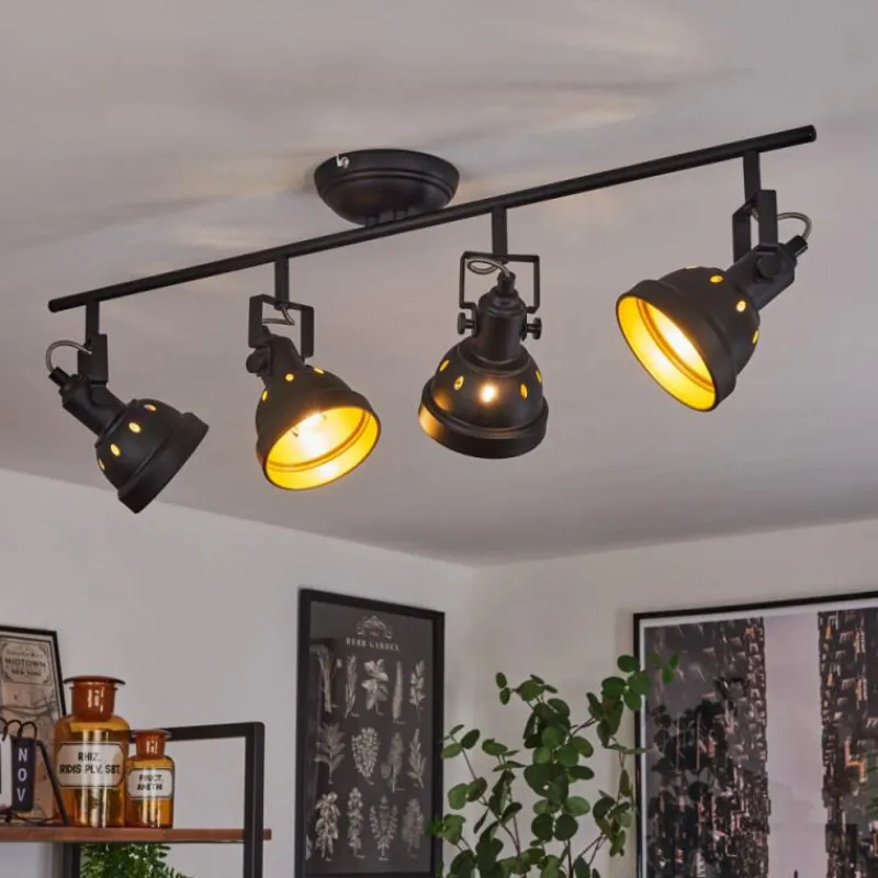 Lampes Dorées-hofstein Plafonnier Tita Noir, 4 lumières