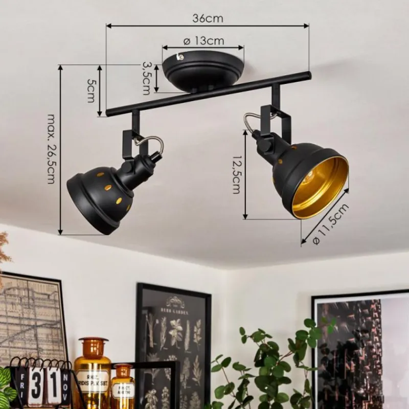 Lampes Dorées-hofstein Plafonnier Tita Noir, 2 lumières