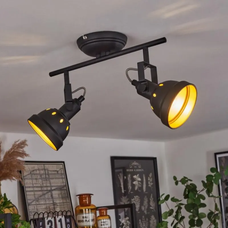 Lampes Dorées-hofstein Plafonnier Tita Noir, 2 lumières