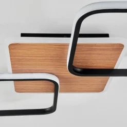 Luminaires Scandinaves-hofstein Plafonnier Tiutiella LED Brun, Couleur bois, Noir, 1 lumière