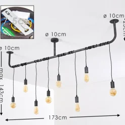 Lampes Vintages & Rétros-hofstein Plafonnier Tjergaast Gris, Noir, 8 lumières