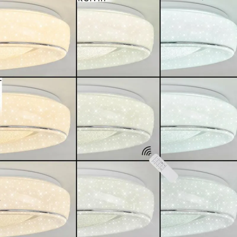 hofstein Plafonnier Tobosy LED Blanc, 1 lumière, Télécommandes