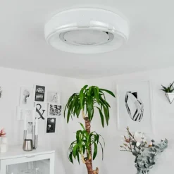 hofstein Plafonnier Tobosy LED Blanc, 1 lumière, Télécommandes