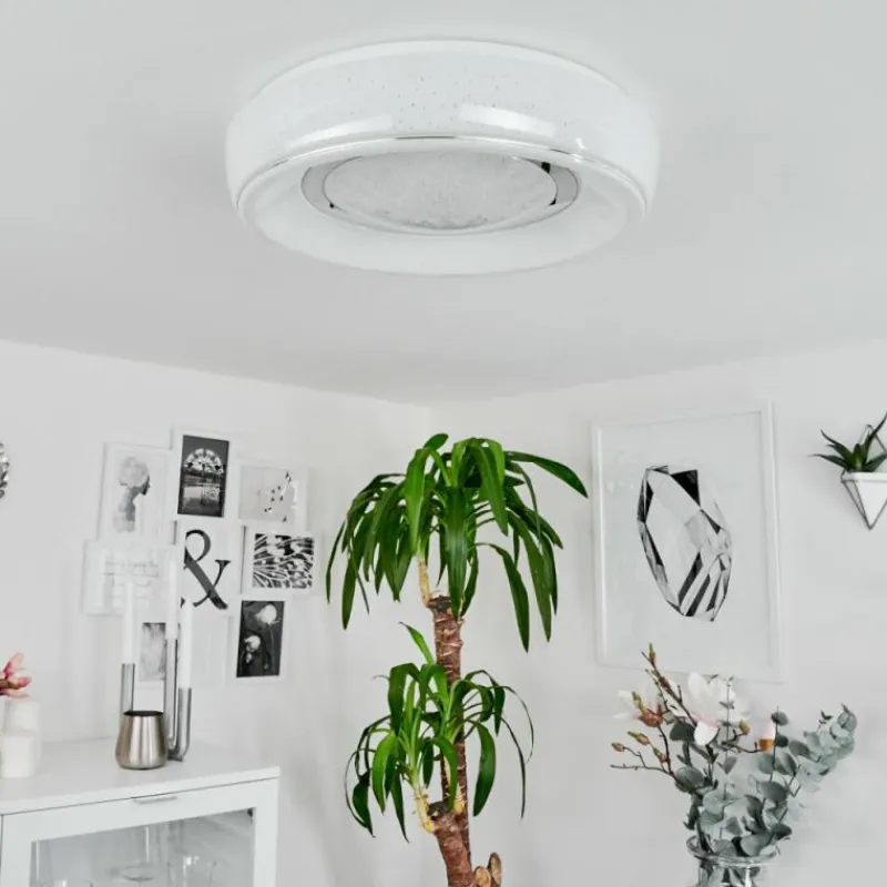 hofstein Plafonnier Tobosy LED Blanc, 1 lumière, Télécommandes