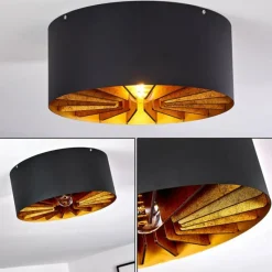 Lampes Industrielles-hofstein Plafonnier Togo Laiton, Noir, 1 lumière