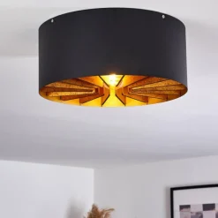 Lampes Industrielles-hofstein Plafonnier Togo Laiton, Noir, 1 lumière