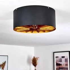 Lampes Industrielles-hofstein Plafonnier Togo Laiton, Noir, 1 lumière