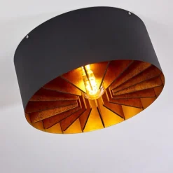 Lampes Industrielles-hofstein Plafonnier Togo Laiton, Noir, 1 lumière