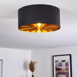 Lampes Industrielles-hofstein Plafonnier Togo Laiton, Noir, 1 lumière