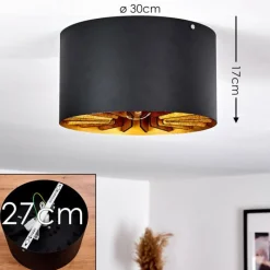 Lampes Industrielles-hofstein Plafonnier Togo Laiton, Noir, 1 lumière