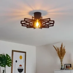 Lampes Vintages & Rétros-hofstein Plafonnier Togo Noir, 1 lumière