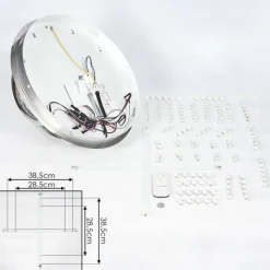 hofstein Plafonnier Toirano LED Chrome, Scintillant, Argenté, Blanc, 2 lumières, Télécommandes, Changeur de couleurs