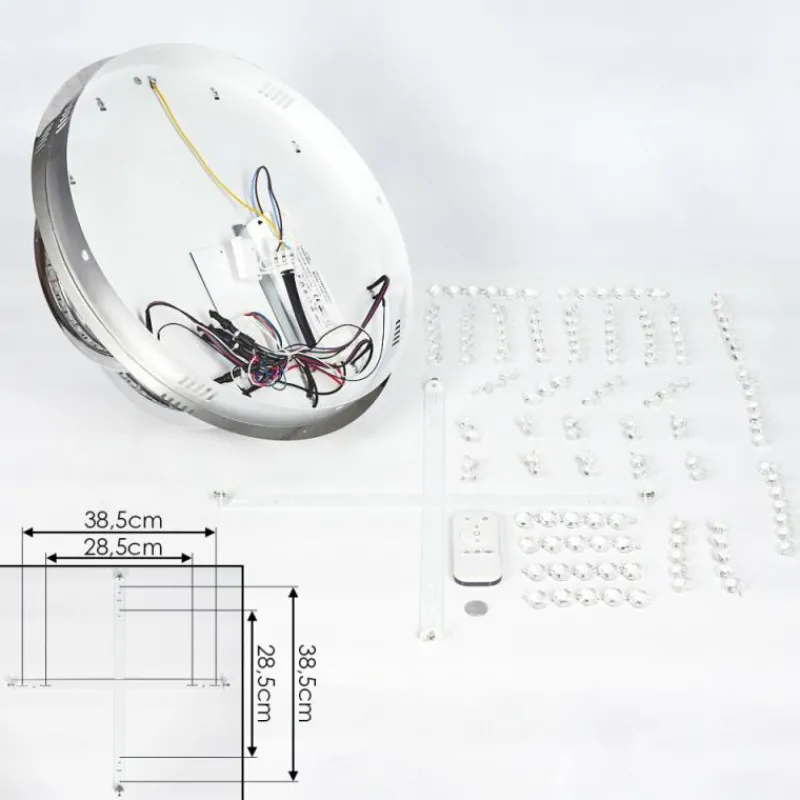 hofstein Plafonnier Toirano LED Chrome, Scintillant, Argenté, Blanc, 2 lumières, Télécommandes, Changeur de couleurs