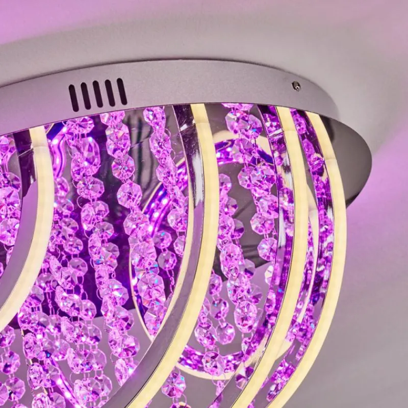 hofstein Plafonnier Toirano LED Chrome, Scintillant, Argenté, Blanc, 2 lumières, Télécommandes, Changeur de couleurs