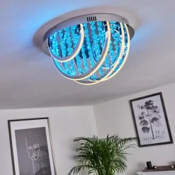 hofstein Plafonnier Toirano LED Chrome, Scintillant, Argenté, Blanc, 2 lumières, Télécommandes, Changeur de couleurs