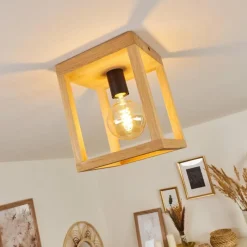 Style Boho-Chic-hofstein Plafonnier Torreglia Brun, Noir, 1 lumière