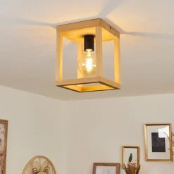 Style Boho-Chic-hofstein Plafonnier Torreglia Brun, Noir, 1 lumière