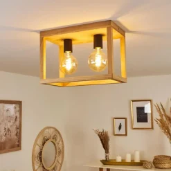 Style Boho-Chic-hofstein Plafonnier Torreglia Brun, Noir, 2 lumières