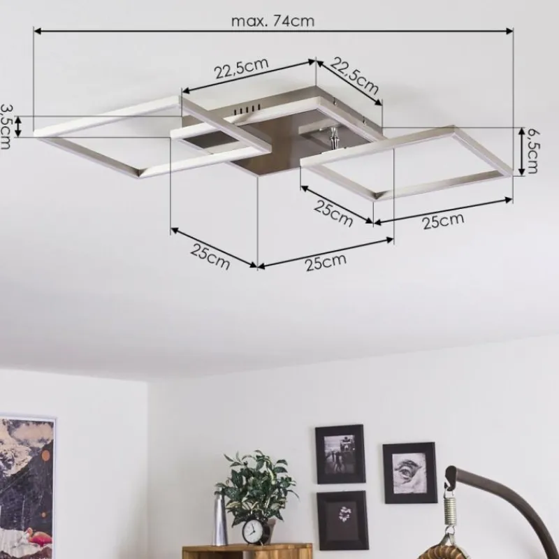 hofstein Plafonnier Torres LED Nickel mat, 3 lumières
