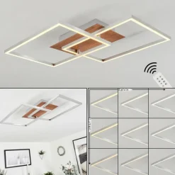 hofstein Plafonnier Torres LED Nickel mat, 2 lumières, Télécommandes