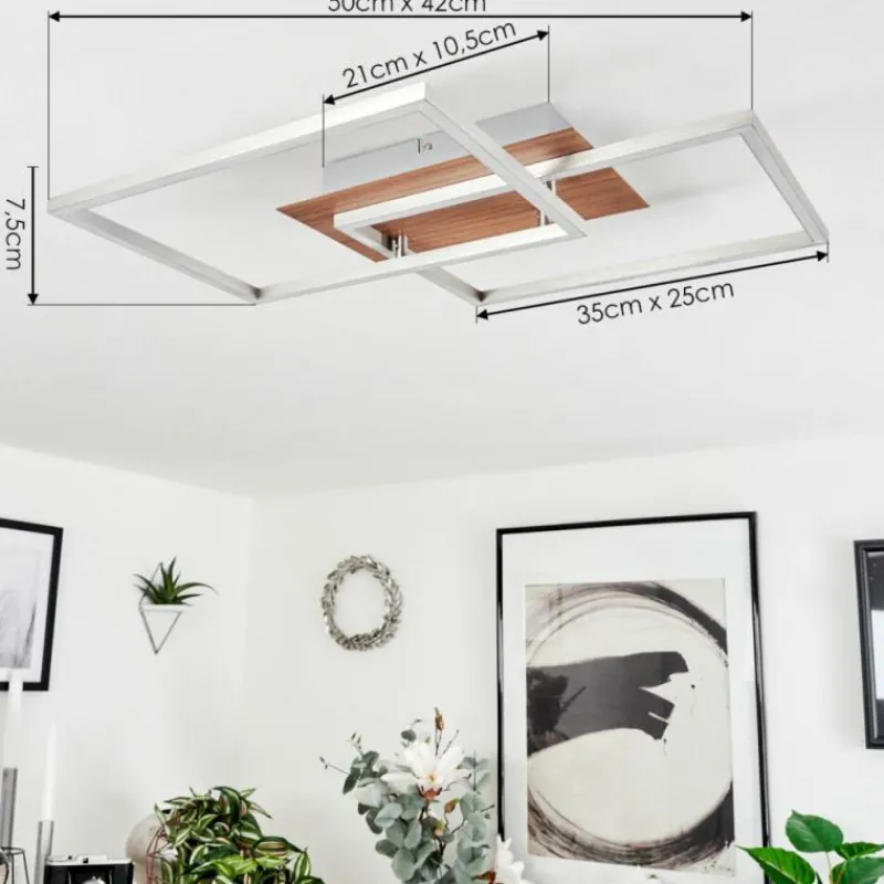 hofstein Plafonnier Torres LED Nickel mat, 2 lumières, Télécommandes