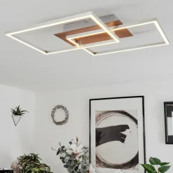 hofstein Plafonnier Torres LED Nickel mat, 2 lumières, Télécommandes