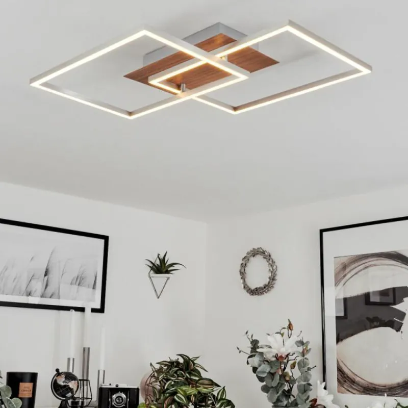 hofstein Plafonnier Torres LED Nickel mat, 2 lumières, Télécommandes