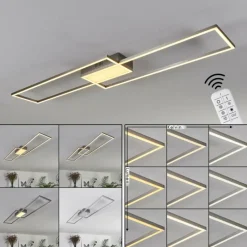 hofstein Plafonnier Torresella LED Nickel mat, 2 lumières, Télécommandes