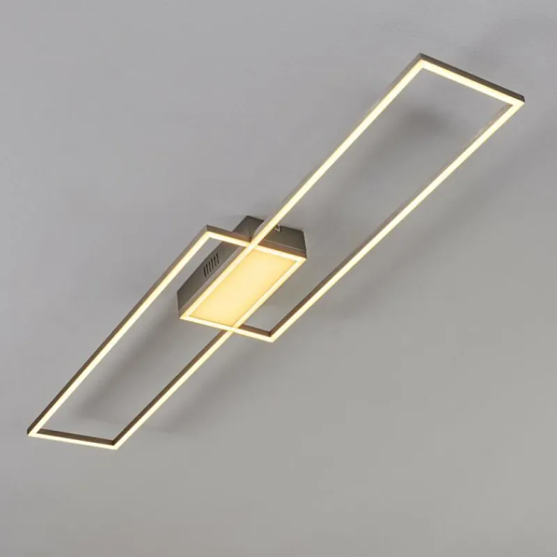 hofstein Plafonnier Torresella LED Nickel mat, 2 lumières, Télécommandes
