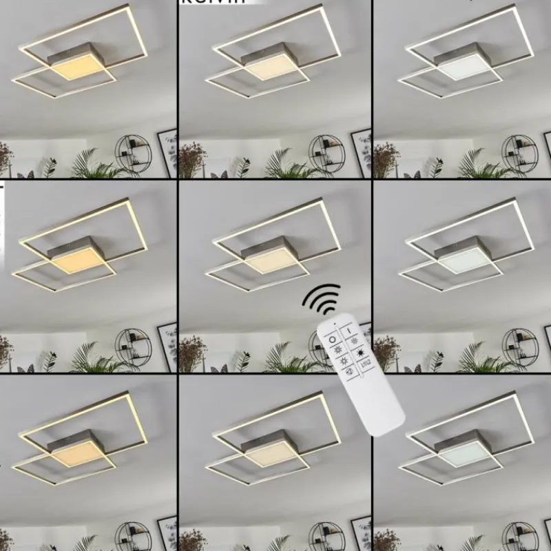 hofstein Plafonnier Torresella LED Nickel mat, 2 lumières, Télécommandes