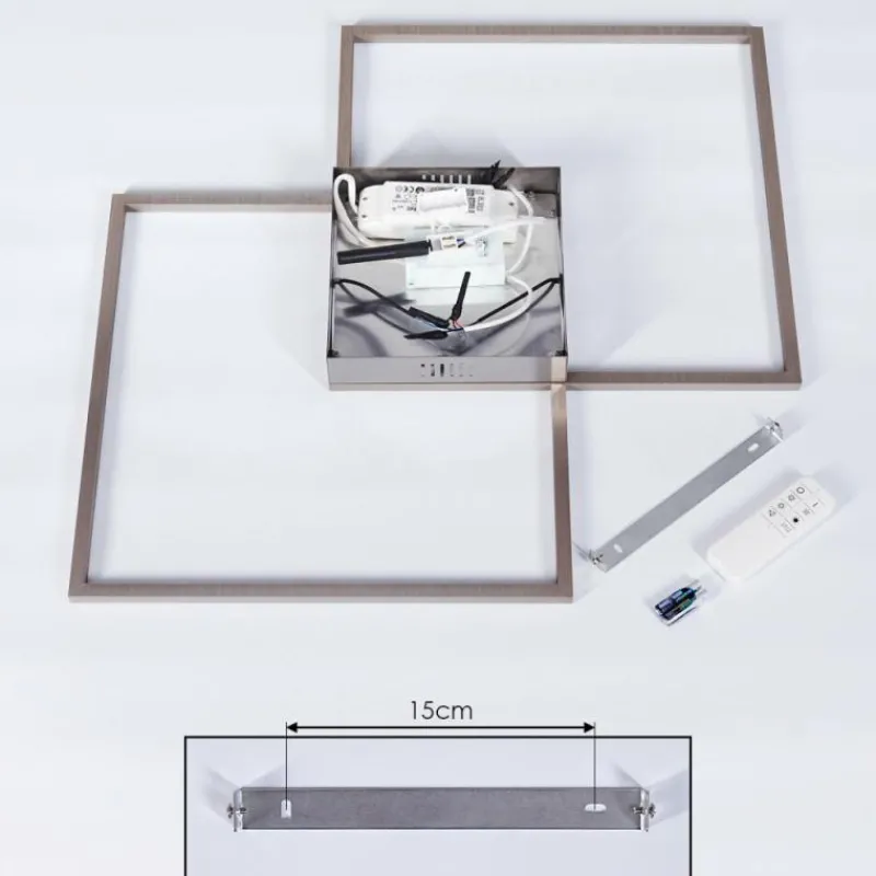 hofstein Plafonnier Torresella LED Nickel mat, 2 lumières, Télécommandes