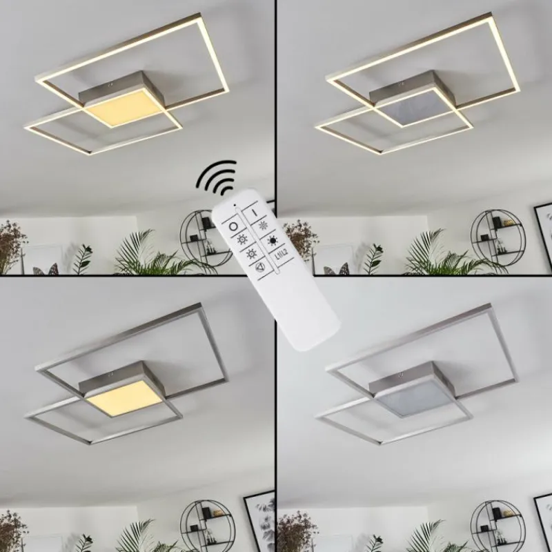 hofstein Plafonnier Torresella LED Nickel mat, 2 lumières, Télécommandes