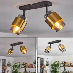 Suspension Verre Fumé-hofstein Plafonnier Traak Noir, 2 lumières