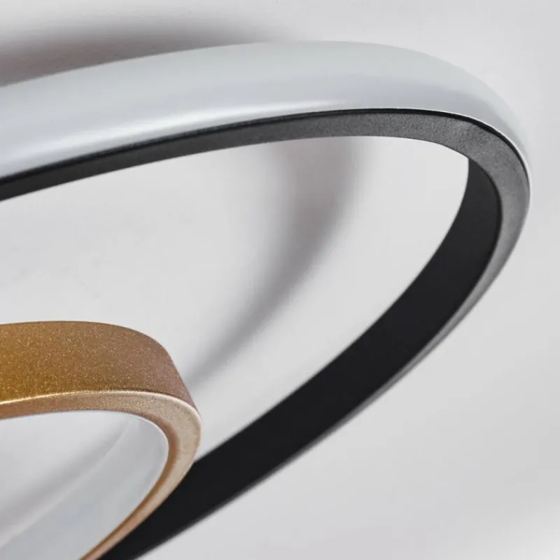 Lampes Dorées-hofstein Plafonnier Trapani LED Or, Noir, 1 lumière, Télécommandes, Changeur de couleurs