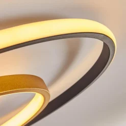 Lampes Dorées-hofstein Plafonnier Trapani LED Or, Noir, 1 lumière, Télécommandes, Changeur de couleurs