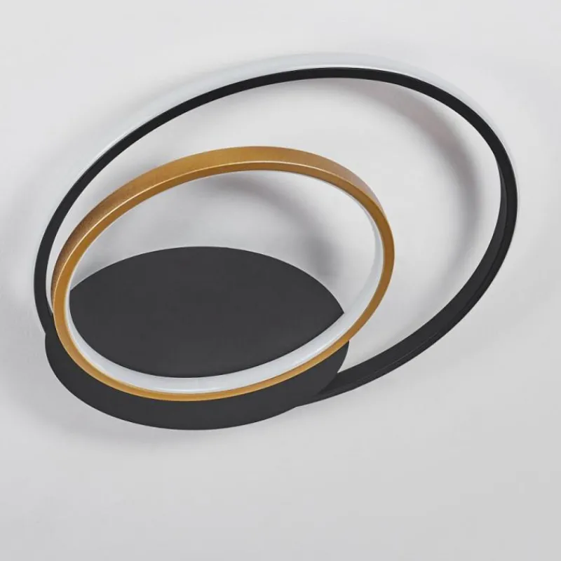 Lampes Dorées-hofstein Plafonnier Trapani LED Or, Noir, 1 lumière, Télécommandes, Changeur de couleurs